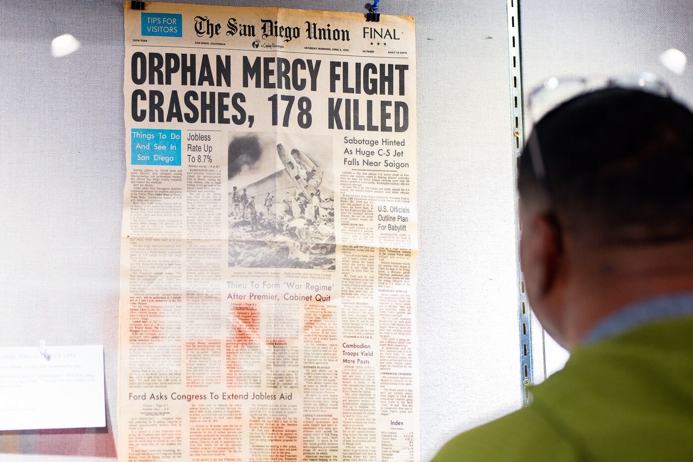 San Diego Union front page after the April 4, 1975 C-5A crash.
