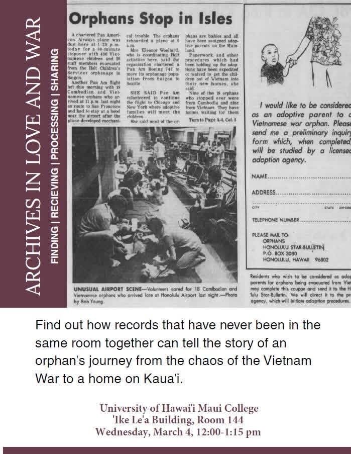 Archives in Love and War, University of Hawai‘i Maui College